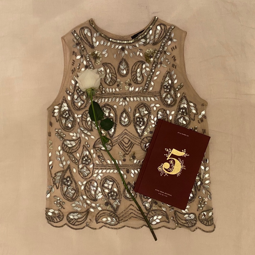 Jeweled Mesh Top